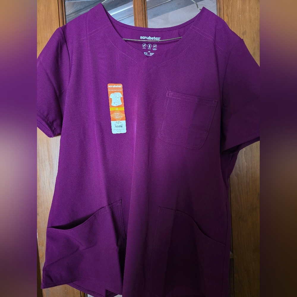 Wine Large New Scrubstar Scrub Top